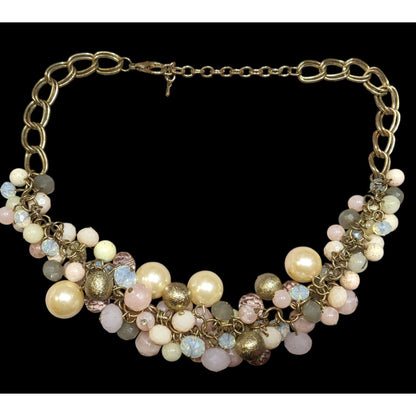 Retro Coquette Glam Pastel Beaded Cluster Necklace