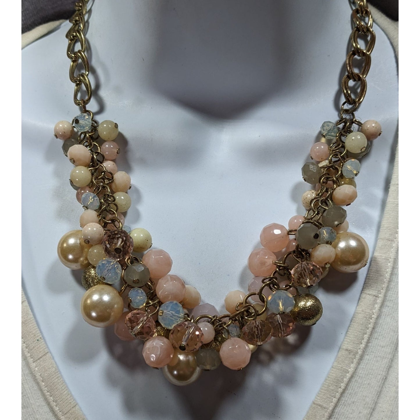 Retro Coquette Glam Pastel Beaded Cluster Necklace
