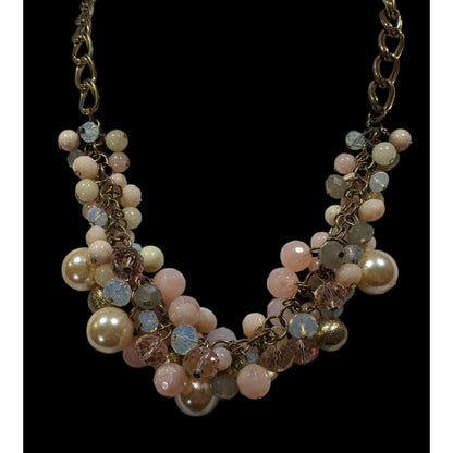Retro Coquette Glam Pastel Beaded Cluster Necklace