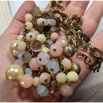 Retro Coquette Glam Pastel Beaded Cluster Necklace