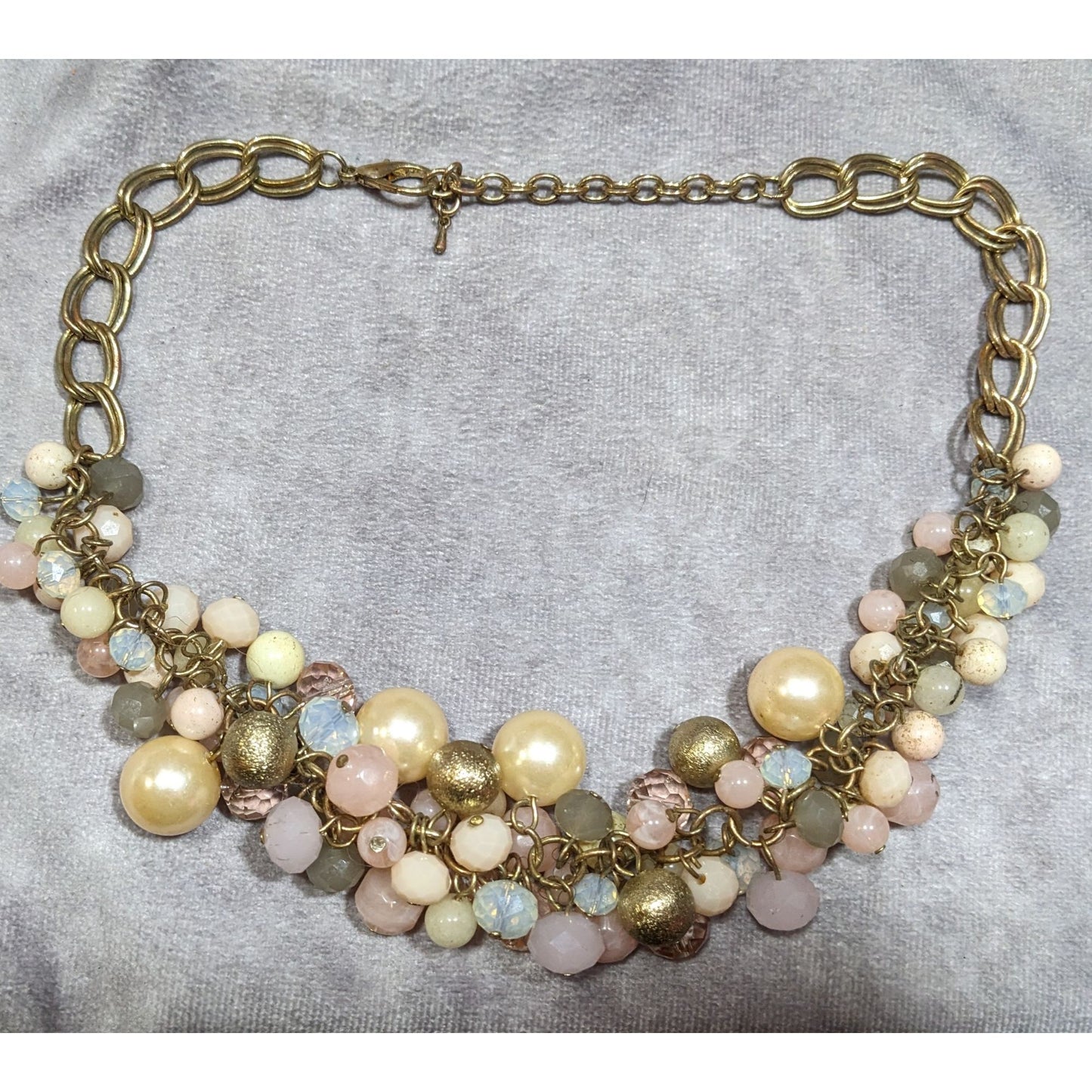 Retro Coquette Glam Pastel Beaded Cluster Necklace
