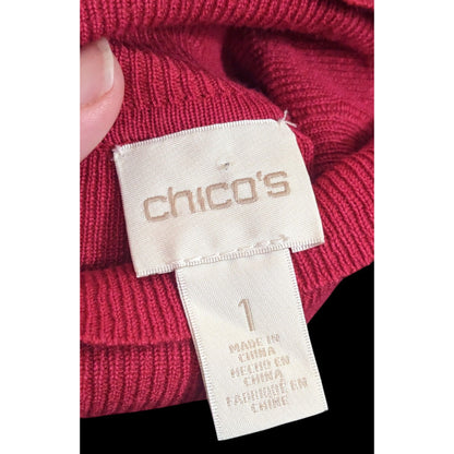 Chico's Classic Red Turtleneck Long Sleeve Top