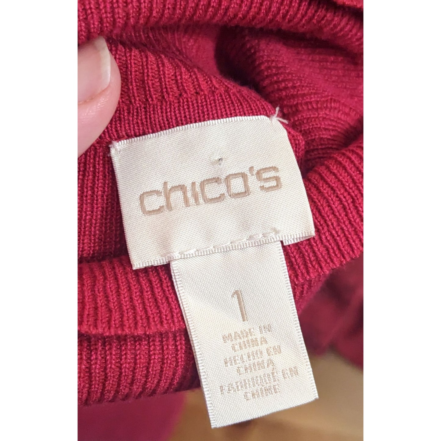 Chico's Classic Red Turtleneck Long Sleeve Top