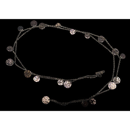 Daisy Fuentes Bronze Tone Hammered Disc Opera Length Charm Necklace