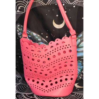 Neiman Marcus Pink Cutout Bucket Bag With Handle