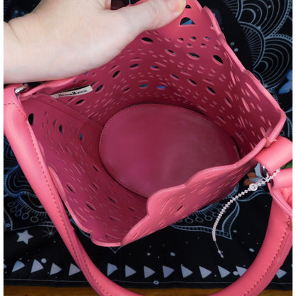 Neiman Marcus Pink Cutout Bucket Bag With Handle