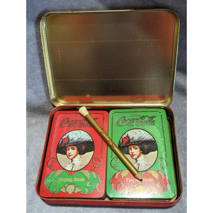 Retro Vintage Coca-Cola Playing Card Set Tin Double Deck Collectible Coke Advertising