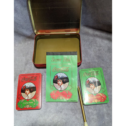 Retro Vintage Coca-Cola Playing Card Set Tin Double Deck Collectible Coke Advertising