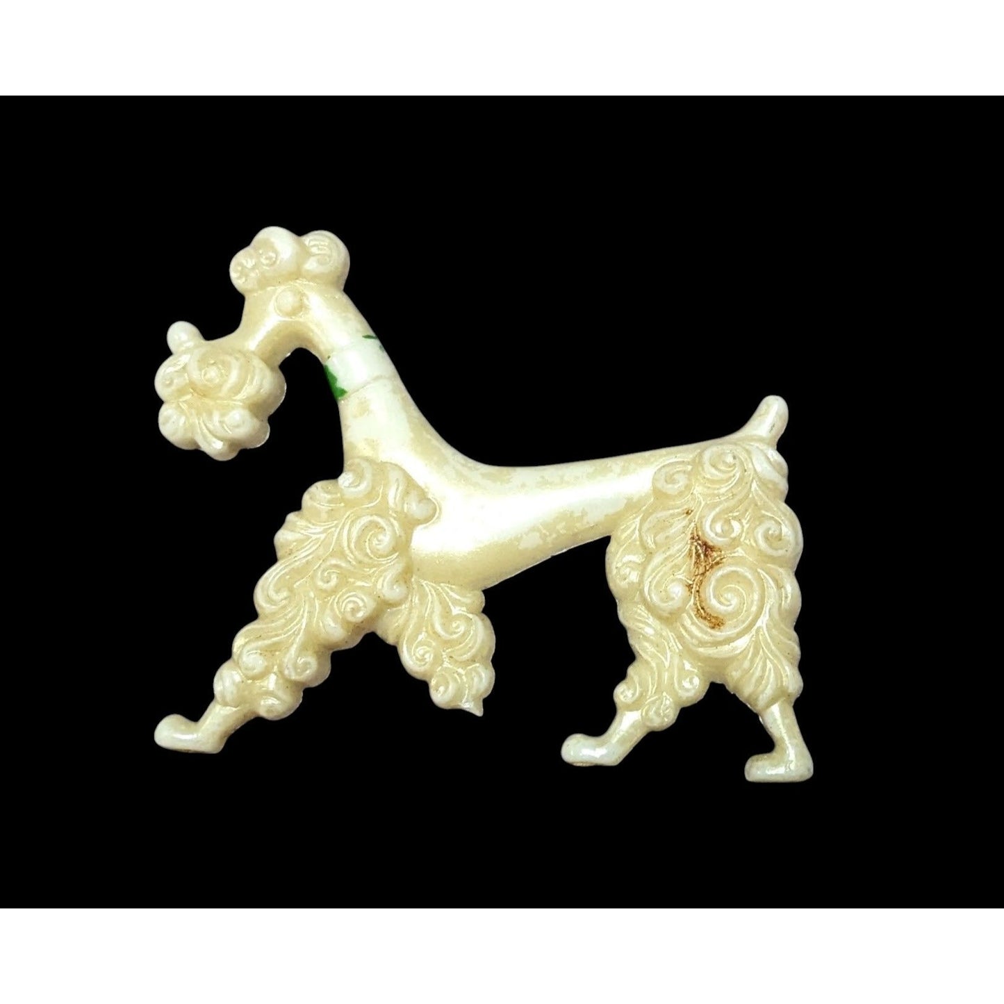 Vintage 50s White Shimmer Poodle  Brooch