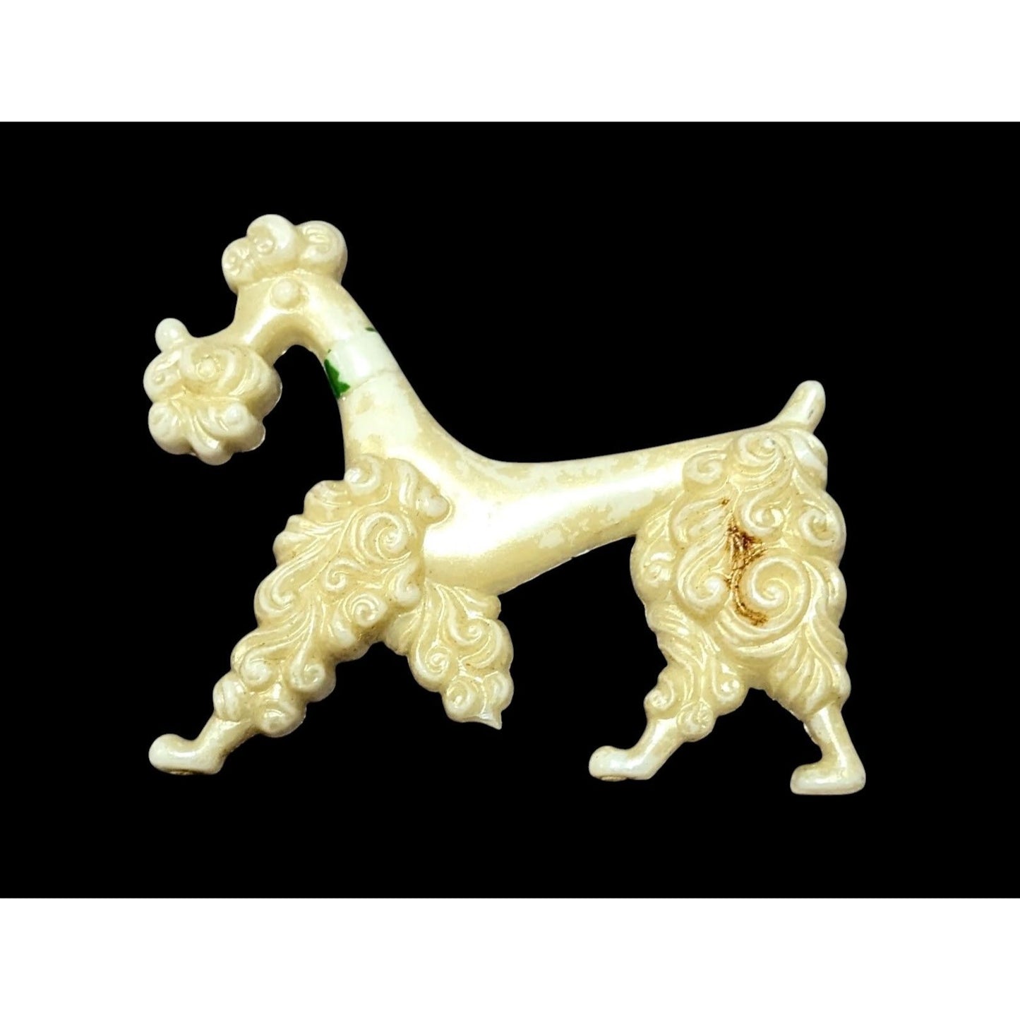 Vintage 50s White Shimmer Poodle  Brooch