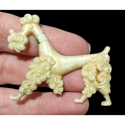 Vintage 50s White Shimmer Poodle  Brooch