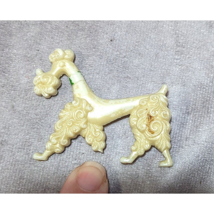 Vintage 50s White Shimmer Poodle  Brooch