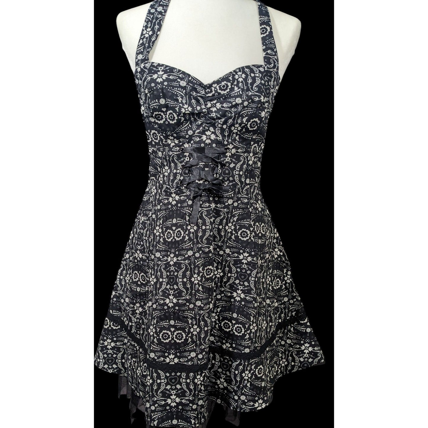 Hot Topic Book Of Life Black Floral Skeleton Halter Dress Size Large