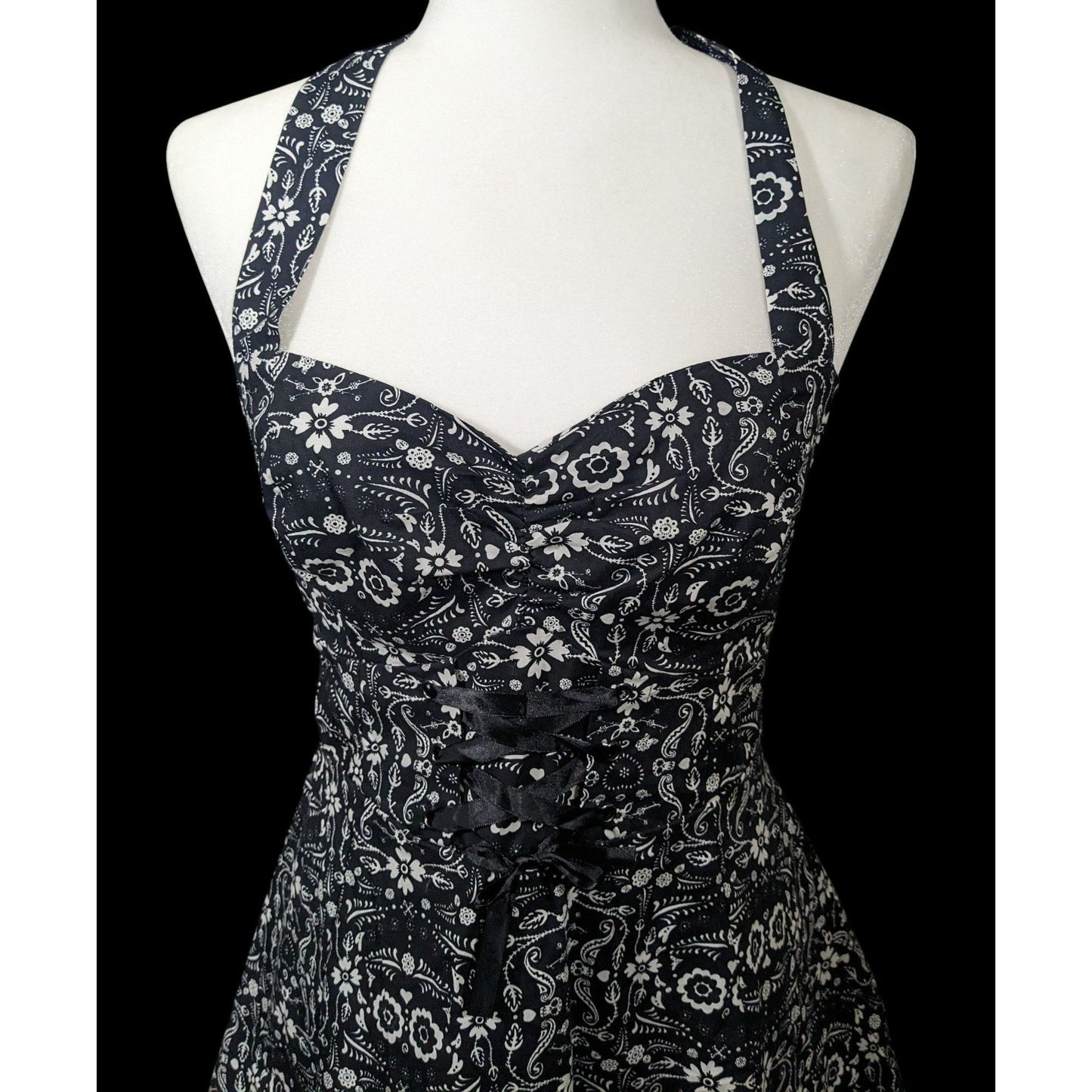 Hot Topic Book Of Life Black Floral Skeleton Halter Dress Size Large