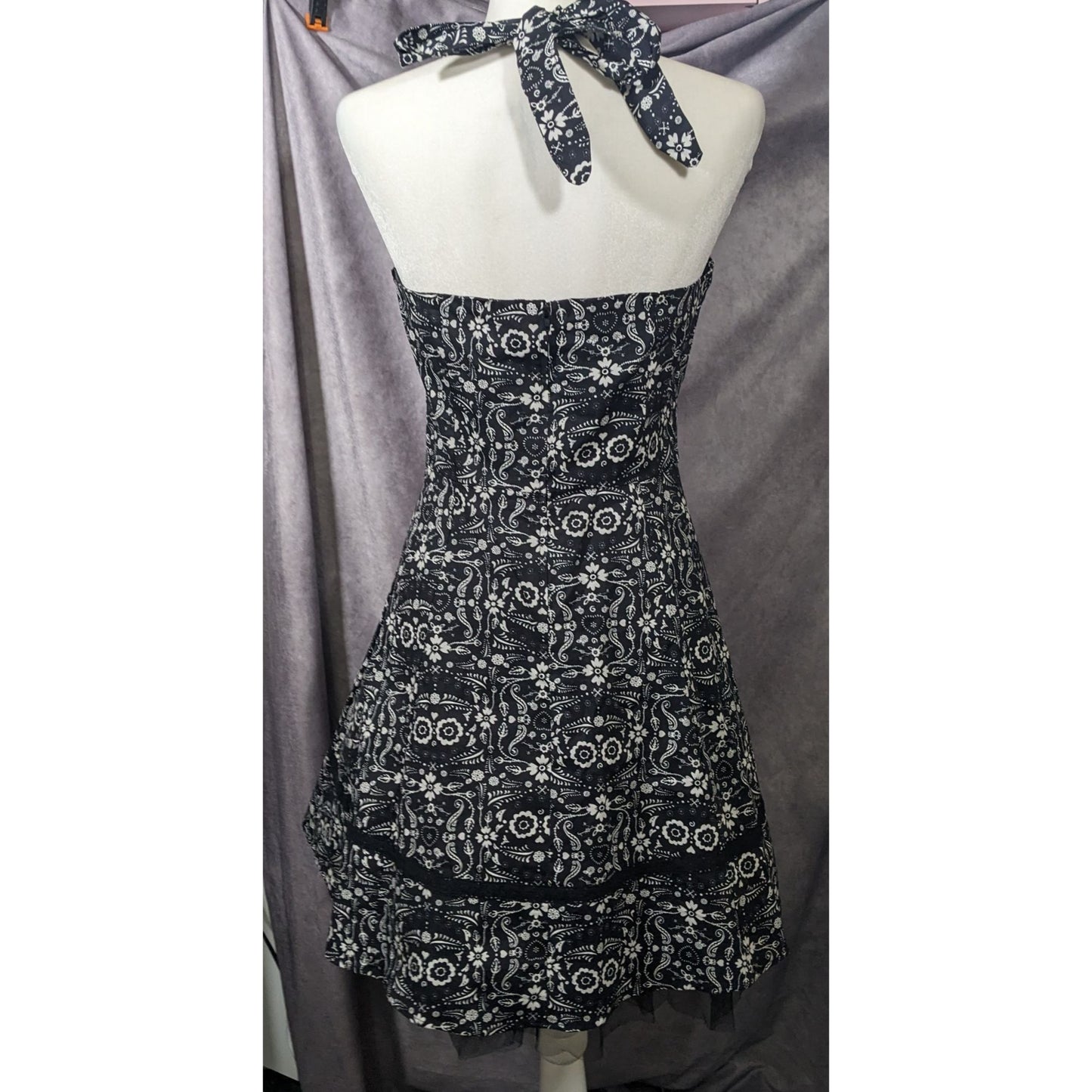 Hot Topic Book Of Life Black Floral Skeleton Halter Dress Size Large