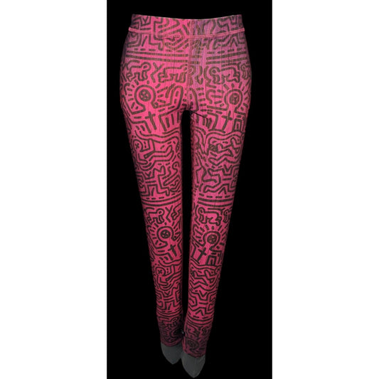 Terez x Keith Haring Pink And Black Love Themed Leggings Size Small