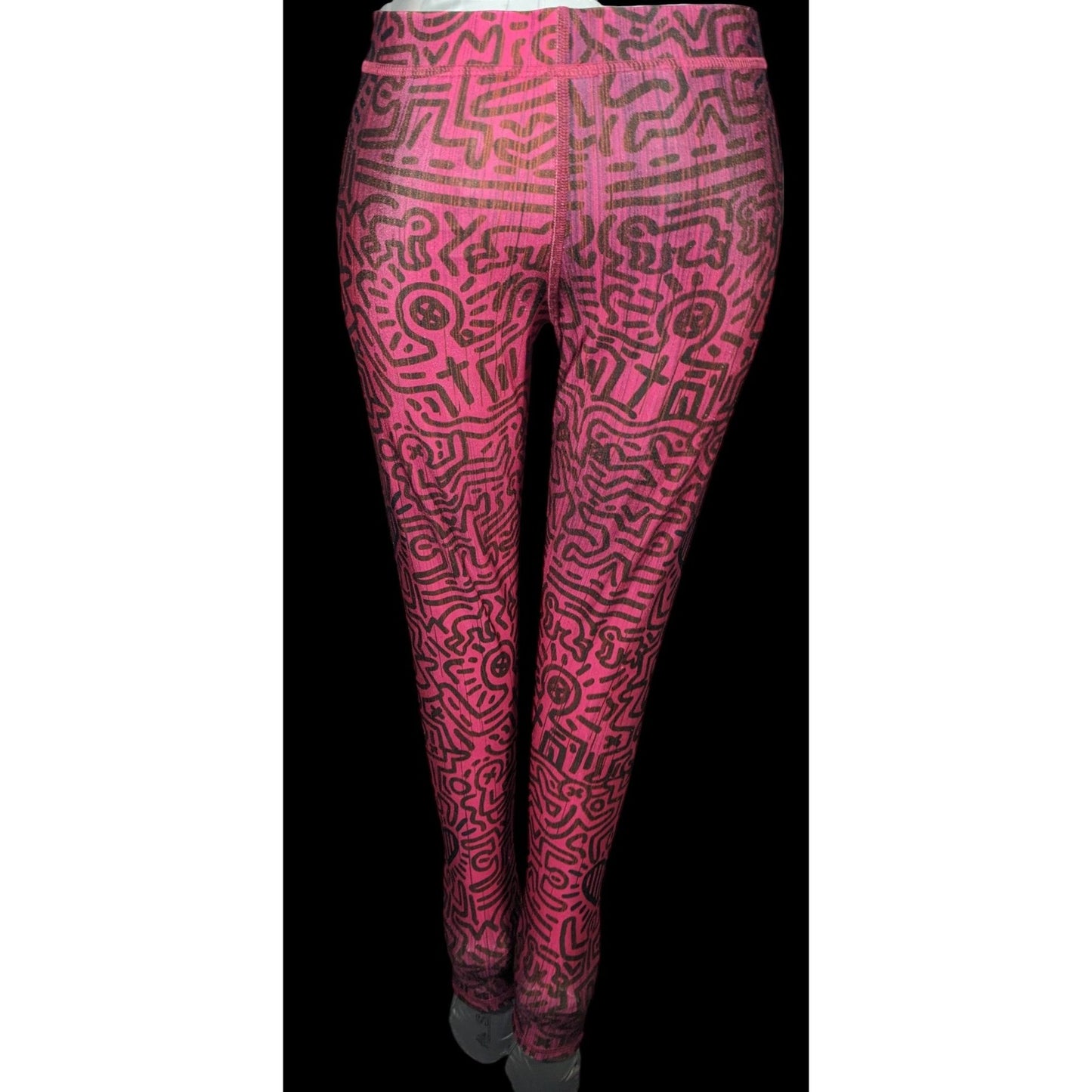 Terez x Keith Haring Pink And Black Love Themed Leggings Size Small