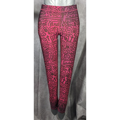 Terez x Keith Haring Pink And Black Love Themed Leggings Size Small