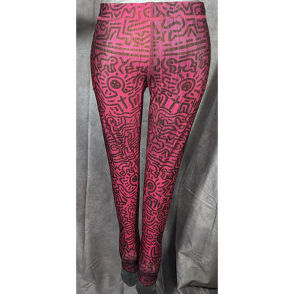 Terez x Keith Haring Pink And Black Love Themed Leggings Size Small