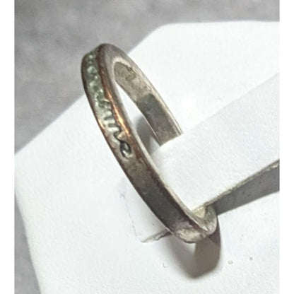 Cursive Engraved Silver Tone Fashion Ring Size 6 1/4