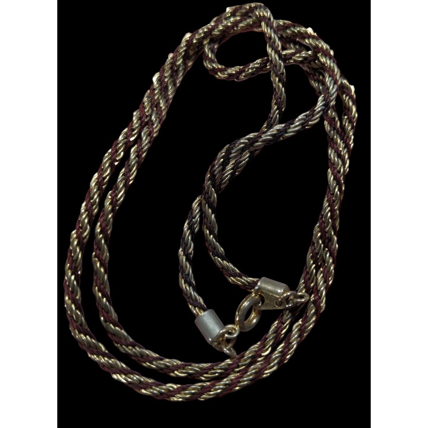Vintage Twisted Gold Tone And Brown Chain