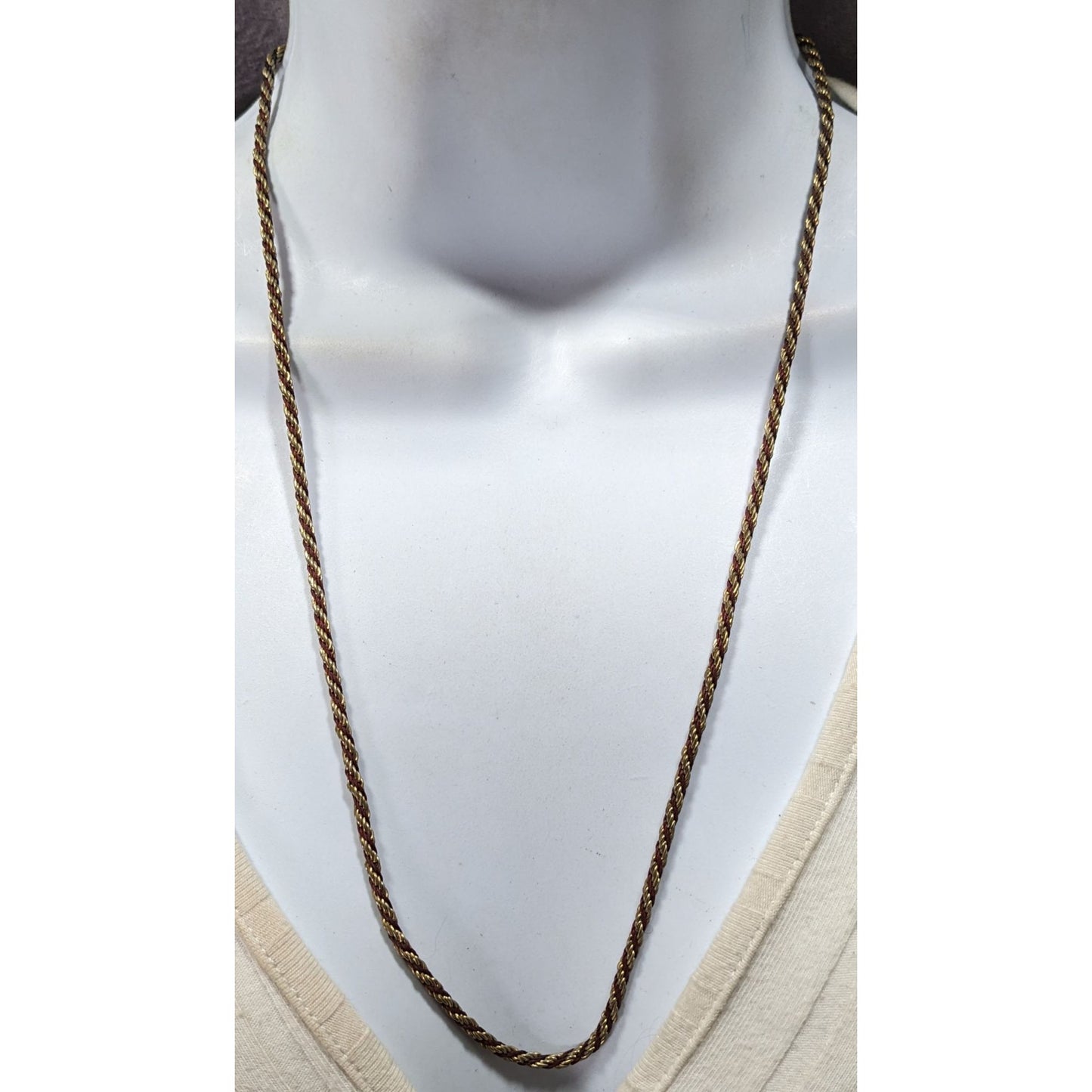 Vintage Twisted Gold Tone And Brown Chain