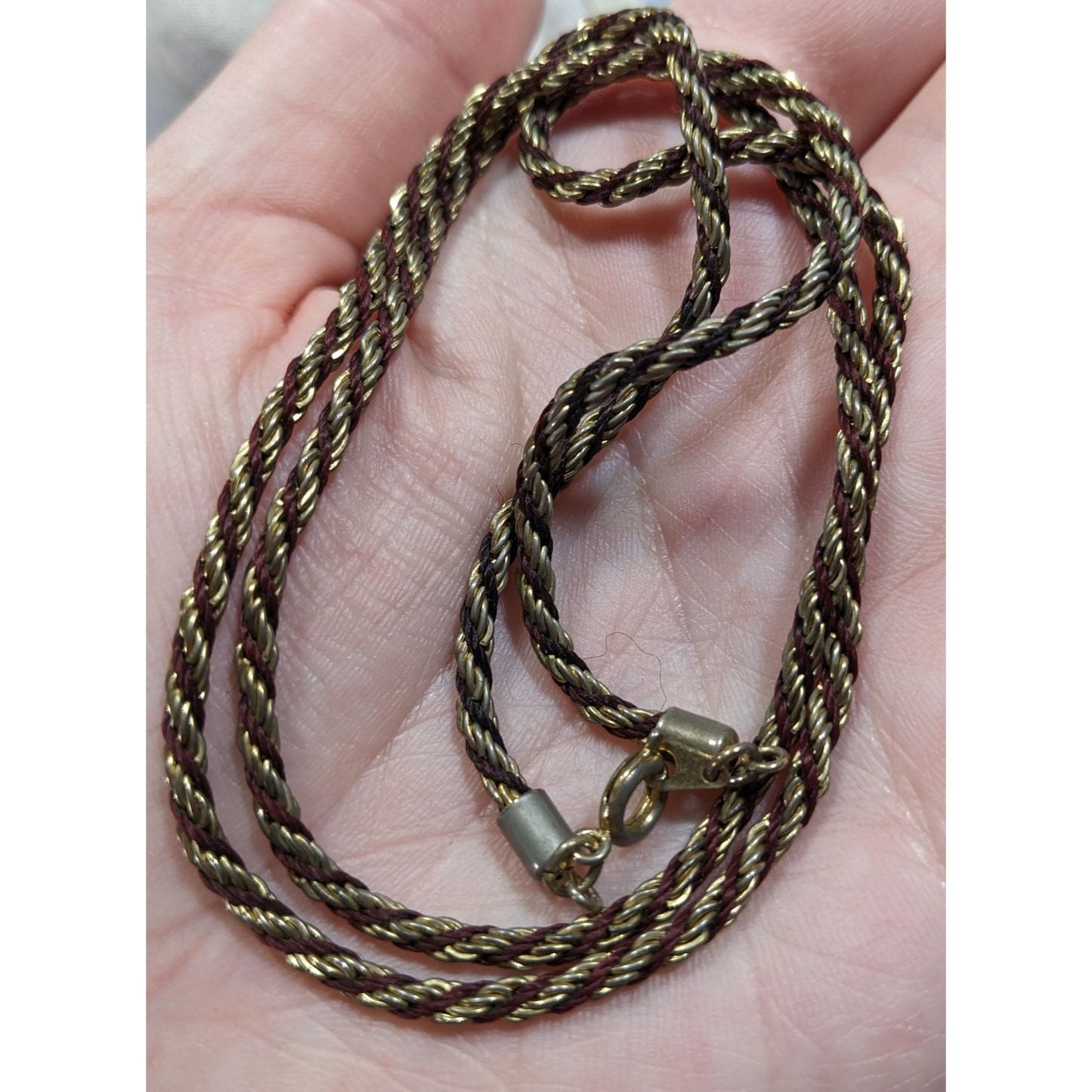 Vintage Twisted Gold Tone And Brown Chain