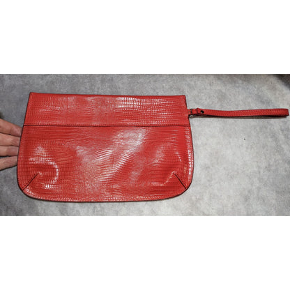 Prune Red Bovine Leather Wristlet Pouch