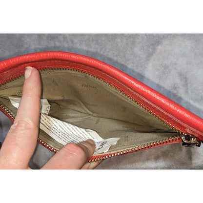Prune Red Bovine Leather Wristlet Pouch