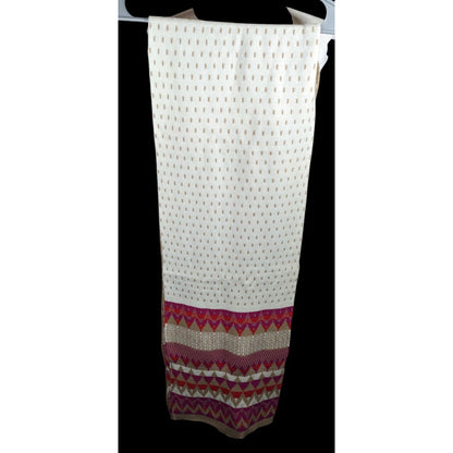 Classic Fair Isle Tan And Pink Heavy Winter Scarf