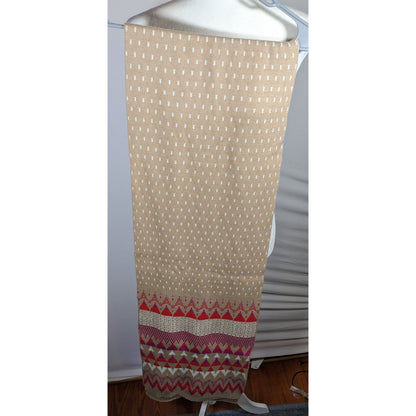 Classic Fair Isle Tan And Pink Heavy Winter Scarf