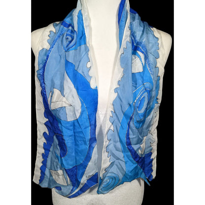 Vintage Hand Painted Betty Lanthrope Nautical Scarf