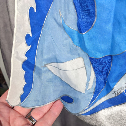 Vintage Hand Painted Betty Lanthrope Nautical Scarf