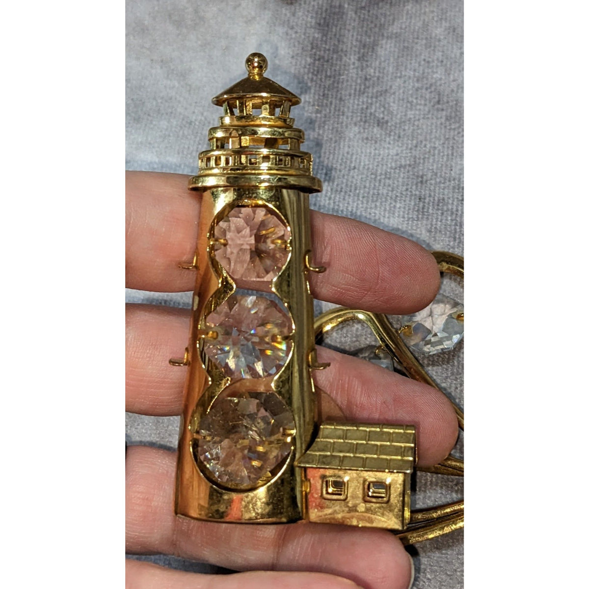 Vintage 90s Celestial Gold Tone Crystal Window Suncatchers Set of 3