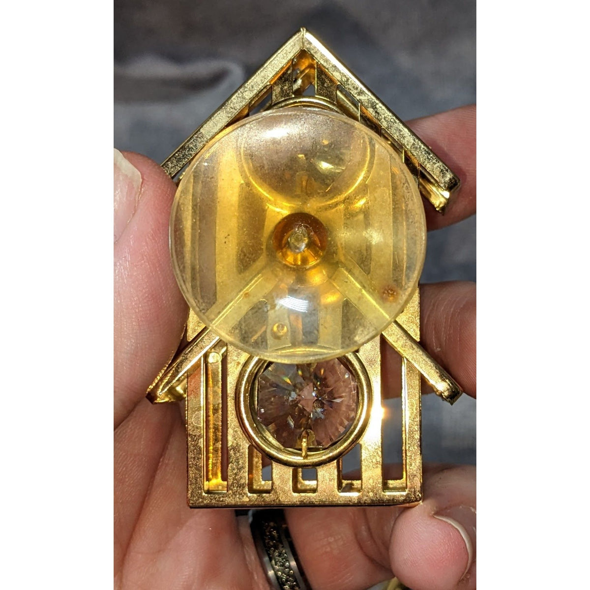 Vintage 90s Celestial Gold Tone Crystal Window Suncatchers Set of 3