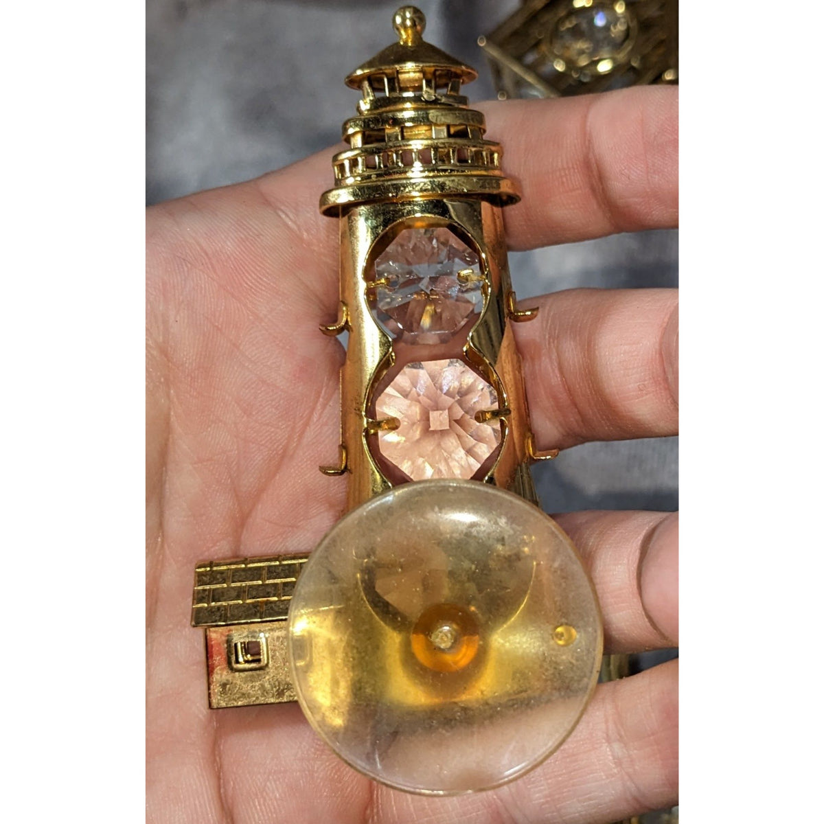 Vintage 90s Celestial Gold Tone Crystal Window Suncatchers Set of 3