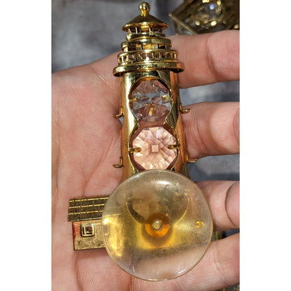 Vintage 90s Celestial Gold Tone Crystal Window Suncatchers Set of 3