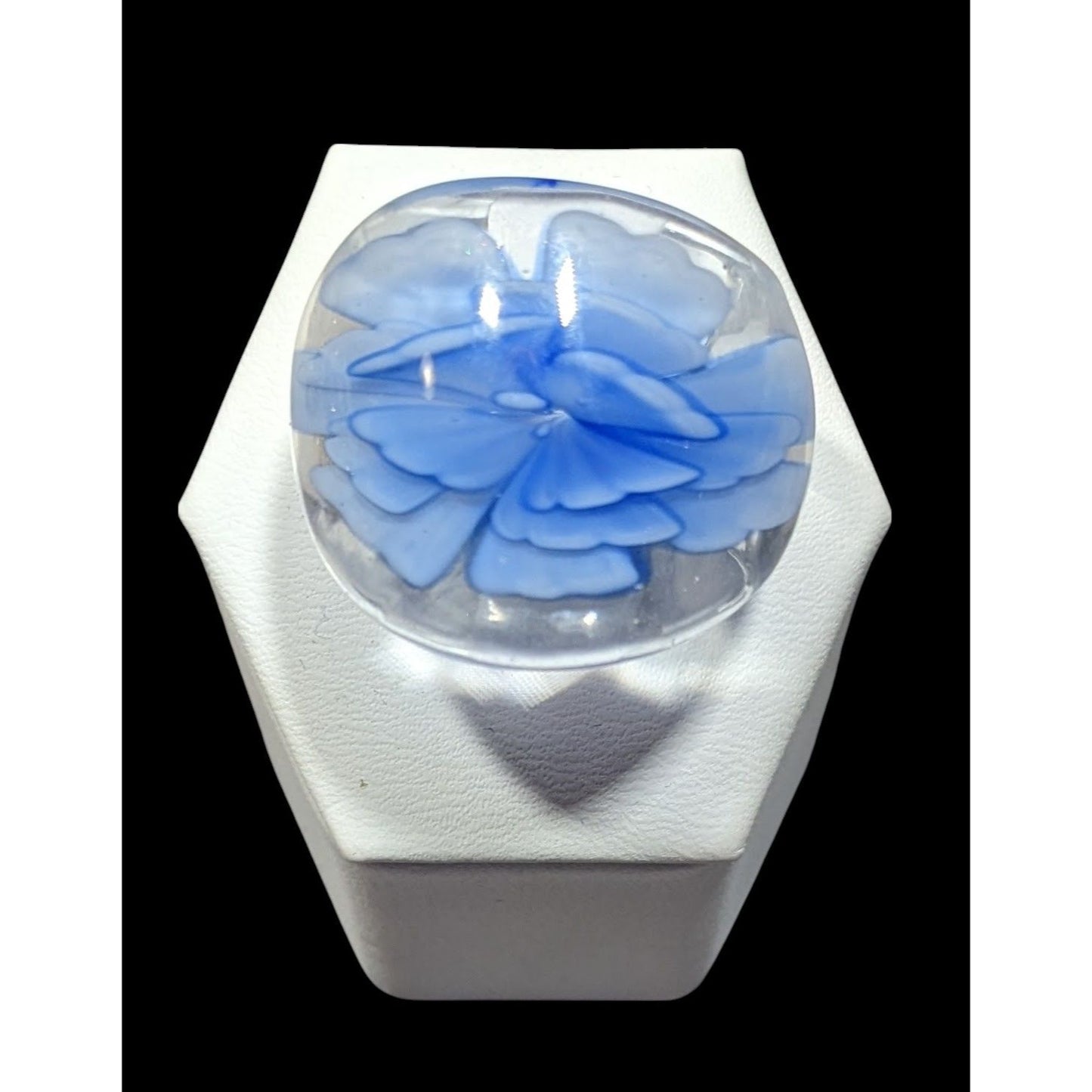 Blue Fairycore Lampwork Glass Ring Size 8