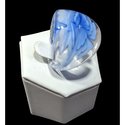 Blue Fairycore Lampwork Glass Ring Size 8