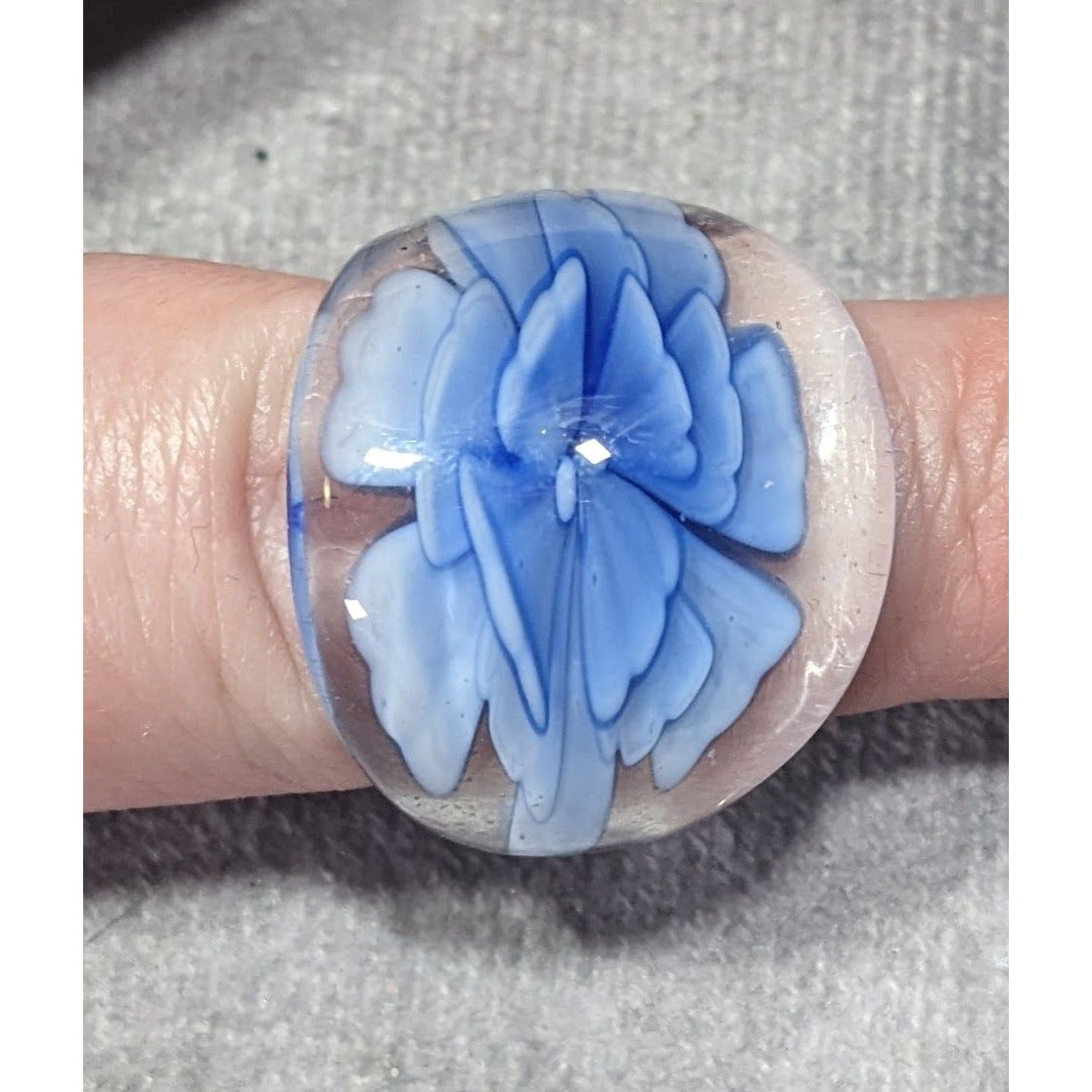 Blue Fairycore Lampwork Glass Ring Size 8