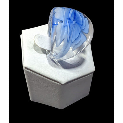 Blue Fairycore Lampwork Glass Ring Size 8