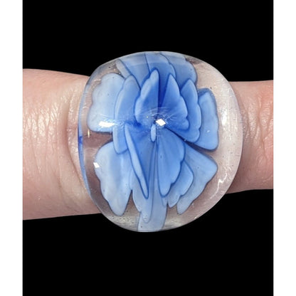 Blue Fairycore Lampwork Glass Ring Size 8