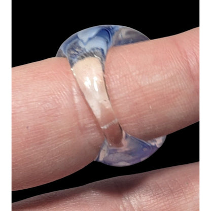 Blue Fairycore Lampwork Glass Ring Size 8