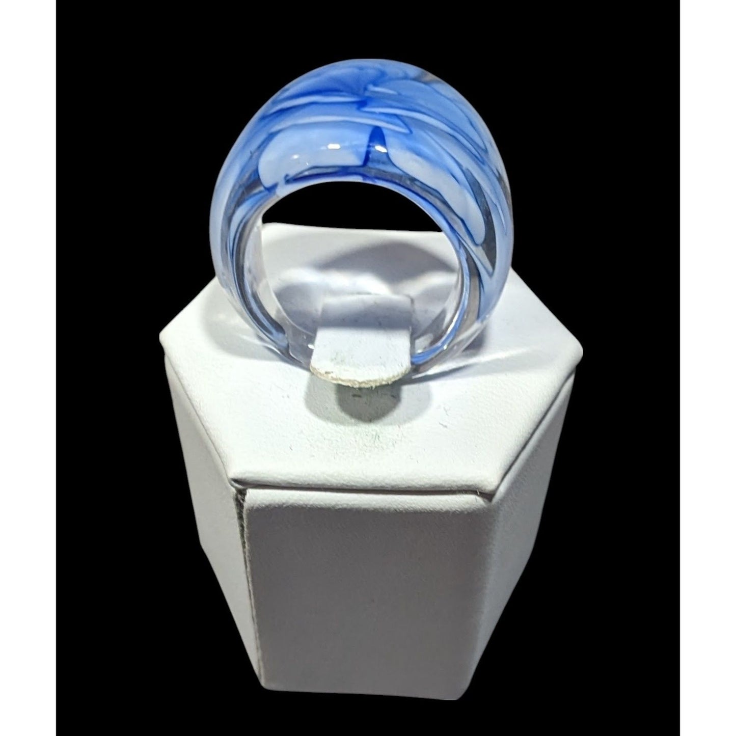 Blue Fairycore Lampwork Glass Ring Size 8