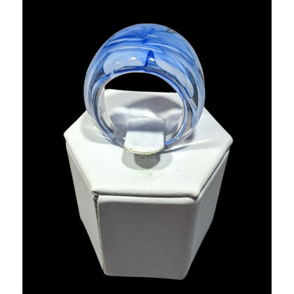 Blue Fairycore Lampwork Glass Ring Size 8