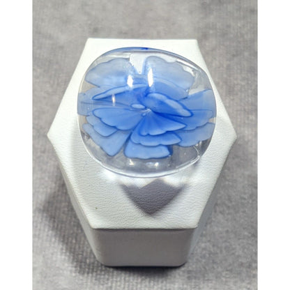 Blue Fairycore Lampwork Glass Ring Size 8