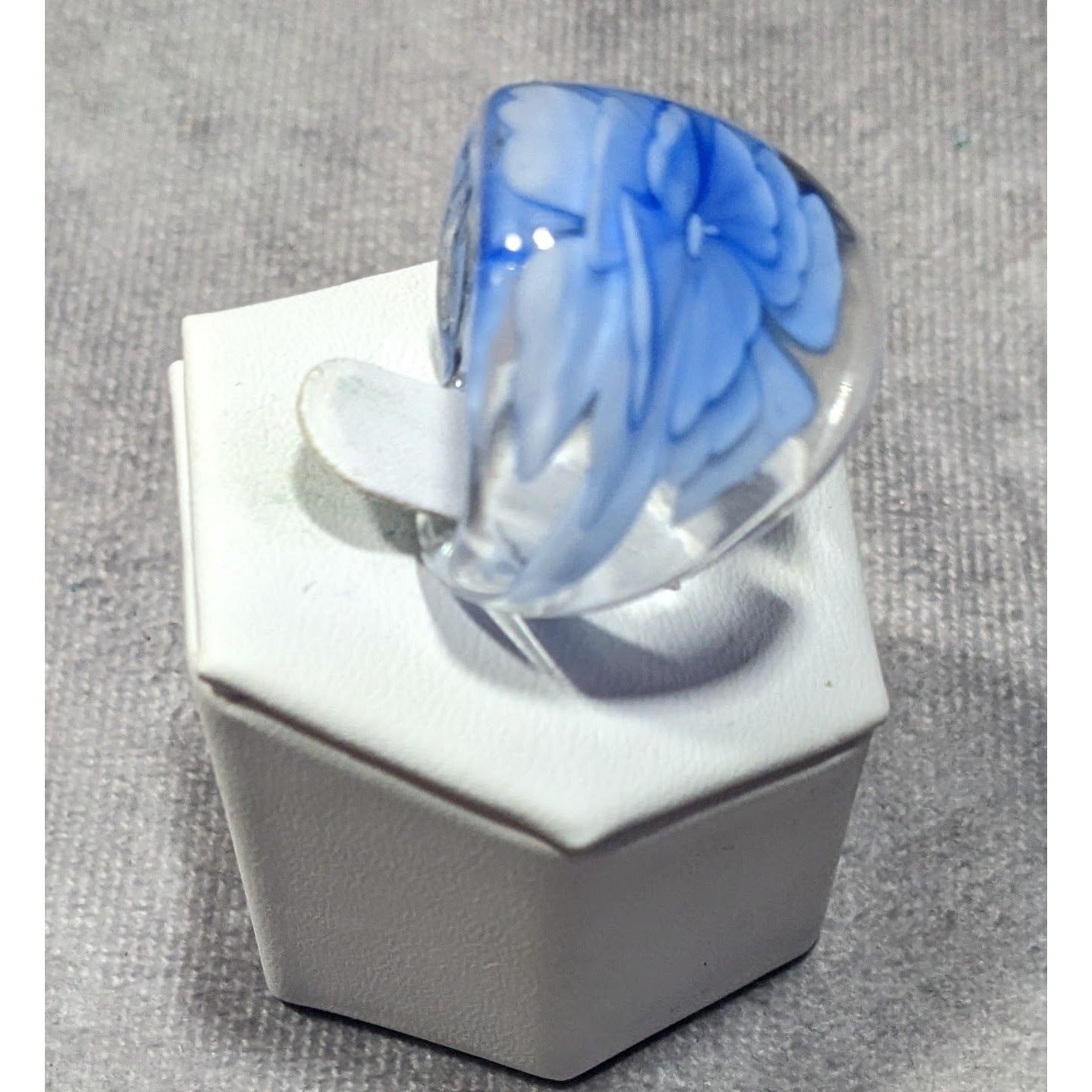 Blue Fairycore Lampwork Glass Ring Size 8