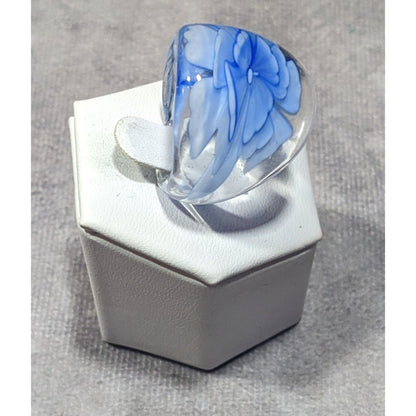 Blue Fairycore Lampwork Glass Ring Size 8