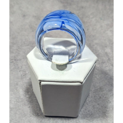 Blue Fairycore Lampwork Glass Ring Size 8