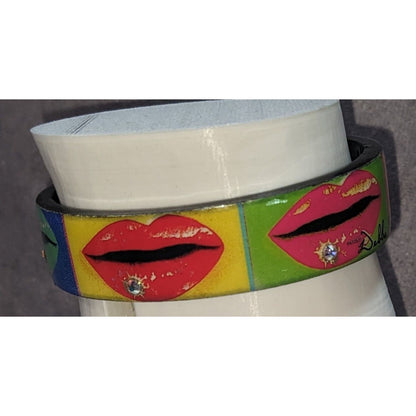 Pop Art Y2K Debbie Brooks Nano Cuff Lip Print Rhinestone Bracelet